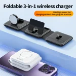 A75 Folding 3 in 1 Wireless Charger Suitable for Apple Watch Mobile Phone Headset, A75 - Image 6