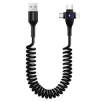 ENKAY Hat-Prince 3 in 1 6A USB to 8Pin+Type-C+Micro USB Supper Fast Charge Spring Cable, Length: 1.8m, 3 in 1