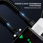 ENKAY Hat-Prince 3 in 1 6A USB to 8Pin+Type-C+Micro USB Supper Fast Charge Spring Cable, Length: 1.8m, 3 in 1 - Image 4