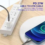 ENKAY ENK-CB128 PD 27W Type-C to 8 Pin Carbon Steel Hose Spring Fast Charging Data Cable, 1m Type-C to 8 Pin, 2m Type-C to 8 Pin - Image 2