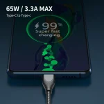 ENKAY ENK-CB129 PD 65W Type-C to Type-C Carbon Steel Hose Spring Fast Charging Data Cable, Length 1m, 1m Type-C to Type-C - Image 3