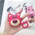 Red Bear Protective Case Bluetooth Earphone Storage Box Silicone Ring Rope Anti-drop Bag for Apple AirPods 1/2 - Image 2