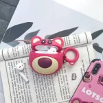 Red Bear Protective Case Bluetooth Earphone Storage Box Silicone Ring Rope Anti-drop Bag for Apple AirPods 1/2 - Image 4