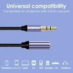 NORTHJO MTF0301 3 Pole 3.5mm Male to Female Stereo Audio Extension Adapter AUX Cable, MTF0301 - Image 3
