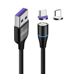 ENKAY 2 in 1 5A USB to Type-C + 8 Pin Magnetic Fast Charging Data Cable with LED Light, Length: 1m, 1m 5A USB to Type-C + 8 Pin