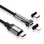 ENKAY 2 in 1 PD 100W / 27W 180 Degrees Rotation Magnetic Type-C / 8 Pin Fast Charging Data Cable with LED Light, 1m, 2m - Image 2