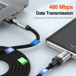 ENKAY 2 in 1 PD 100W / 27W 180 Degrees Rotation Magnetic Type-C / 8 Pin Fast Charging Data Cable with LED Light, 1m, 2m - Image 6