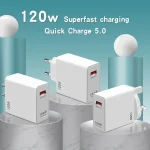 120W USB Super Fast Charging Charger, EU Plug, US Plug, UK Plug - Image 3
