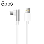 5pcs XJ-96 1m USB to Type-C Elbow Fast Charging Data Cable for OPPO and Other Phone, XJ-96