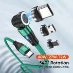 ENKAY PD60W Type-C to Type-C / 8 Pin / Micro USB Magnetic 540 Degrees Rotating Fast Charging Cable, 1m, 2m - Image 2