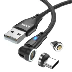 ENKAY 3A USB to Type-C / 8 Pin Magnetic 540 Degrees Rotating Fast Charging Cable, 1m, 2m
