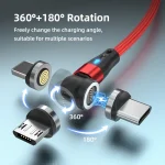 ENKAY 3A USB to Type-C / 8 Pin Magnetic 540 Degrees Rotating Fast Charging Cable, 1m, 2m - Image 2