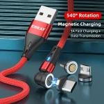 ENKAY 3 in 1 3A USB to Type-C / 8 Pin / Micro USB Magnetic 540 Degrees Rotating Fast Charging Cable, 1m, 2m - Image 2