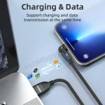 ENKAY 180 Degrees Rotating USB to 8 Pin Charging Data Cable with LED Light, 1m, 2m - Image 2