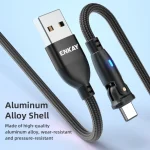 ENKAY 180 Degrees Rotating USB to 8 Pin Charging Data Cable with LED Light, 1m, 2m - Image 7