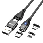 ENKAY 6-in-1 PD60W USB-A / Type-C to Type-C / 8 Pin / Micro USB Magnetic Fast Charging Cable, 1m, 2m