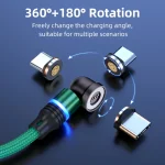 ENKAY 3 in 1 3A USB to Type-C / 8 Pin / Micro USB Magnetic 540 Degrees Rotating Fast Charging Cable, 1m, 2m - Image 3