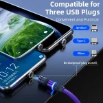 ENKAY 3 in 1 2.4A USB to Type-C / 8 Pin / Micro USB Magnetic 540 Degrees Rotating Charging Cable, 1m, 2m - Image 11