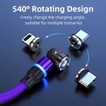 ENKAY 3 in 1 2.4A USB to Type-C / 8 Pin / Micro USB Magnetic 540 Degrees Rotating Charging Cable, 1m, 2m - Image 3