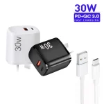 PD30W USB-C / Type-C + QC3.0 USB Charger with 1m USB to Type-C Data Cable, AU Plug, AU Plug + USB to Type-C Cable - Image 2