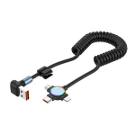 66W 3 in 1 USB to 8 Pin + Micro USB + USB-C / Type-C Fast Charging Elbow Spring Cable, 3 in 1 Multifunctional - Image 2