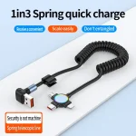 66W 3 in 1 USB to 8 Pin + Micro USB + USB-C / Type-C Fast Charging Elbow Spring Cable, 3 in 1 Multifunctional - Image 6