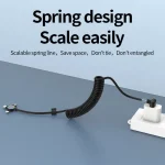 66W 3 in 1 USB Elbow to 8 Pin + Micro USB + USB-C / Type-C Fast Charging Spring Cable, USB Elbow 3 in 1 - Image 6