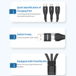 ENKAY 6-in-1 5A USB / Type-C to Type-C / 8 Pin / Micro USB Multifunction Fast Charging Cable, 1m, 2m - Image 2