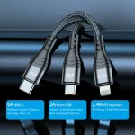 ENKAY 3-in-1 6A USB to Type-C / 8 Pin / Micro USB Multifunction Fast Charging Cable, 1m, 2m - Image 2