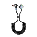 ENKAY 66W Reversible USB to Type-C / 8 Pin / Micro USB Elastic Spring Fast Charging Cable, Length 1.5m, 3 in 1 Type-A, 3 in 1 Type-B