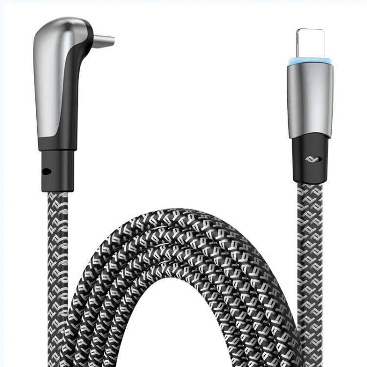 ENKAY PD30W Elbow Type-C to 8 Pin Fast Charging Data Braid Cable with Indicator Light, 0.5m, 1.2m, 2m