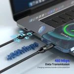 ENKAY 2.4A USB to 8 Pin Fast Charging Data Silicone Cable with LED Display, 1m, 2m - Image 4