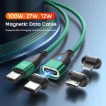 ENKAY 3 in 1 PD100W Type-C to Type-C / 8 Pin / Micro USB Magnetic Fast Charging Cable, 1m, 1.8m - Image 2