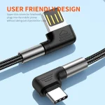 ENKAY 3A Elbow Reversible USB to Elbow Type-C Fast Charging Data Cable, 0.5m, 1m, 2m, 3m - Image 3