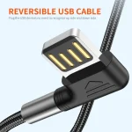 ENKAY 3A Elbow Reversible USB to Elbow Type-C Fast Charging Data Cable, 0.5m, 1m, 2m, 3m - Image 4