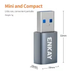ENKAY ENK-AT118 Aluminium Alloy Male USB 3.1 to Female Type-C Data Adapter Converter Support Fast Charging - Image 3
