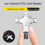 4 in 1 USB-C / Type-C  USB 2.0 + Micro USB + 8 Pin Adapter TF Card Reader, No Memory, 16GB, 32GB, 64GB - Image 4