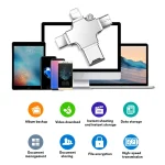 4 in 1 USB-C / Type-C  USB 2.0 + Micro USB + 8 Pin Adapter TF Card Reader, No Memory, 16GB, 32GB, 64GB - Image 8