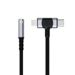 JS-65 USB-C/Type-C+8 Pin Male to 3.5mm Audio Female Headphone Adapter Cable Cord