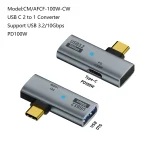 USB-C / Type-C Male to Type-C + USB3.2 Female 10Gbps Data OTG Converter PD 100W Charging Adapter, Type-C + USB - Image 7