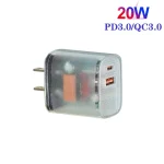 Transparent PD3.0 Type-C + QC3.0 USB Mobile Phone Charger, US Plug, US Plug - Image 6