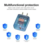 Transparent PD3.0 Type-C + QC3.0 USB Mobile Phone Charger, US Plug, US Plug - Image 3