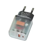 Transparent PD3.0 Type-C + QC3.0 USB Mobile Phone Charger, EU Plug, EU Plug