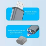 ADS-306 U-Disk Data Transfer Adapter USB / 8 Pin / Type-C Plug SD TF Card Reader - Image 6