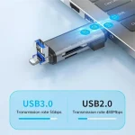 ADS-306 U-Disk Data Transfer Adapter USB / 8 Pin / Type-C Plug SD TF Card Reader - Image 7