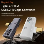 USB-C / Type-C Male to Dual Type-C Female USB3.2/10Gbps OTG Converter PD100W Charging Adapter, Dual Type-C - Image 3