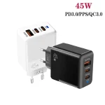 45W PD3.0 / PPS Type-C + QC3.0 USB Fully Compatible Protocol Charger, EU Plug, PD3.0 / PPS Type-C + QC3.0 USB(EU Plug) - Image 2