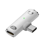 DAC Decoding Type-C to 3.5mm Headphone Plug+PD 100W Charger Conversion Adapter, White, Gray