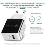 1USB QC 3.0 Wire Drawing Quick Charger EU Plug, QC 3.0 Black, QC 3.0 White - Image 2