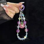 Large Peach Foil Bead Phone Chain - Image 2